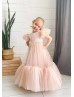 Feifei Sleeves Lace Tulle Slit Back Flower Girl Dress